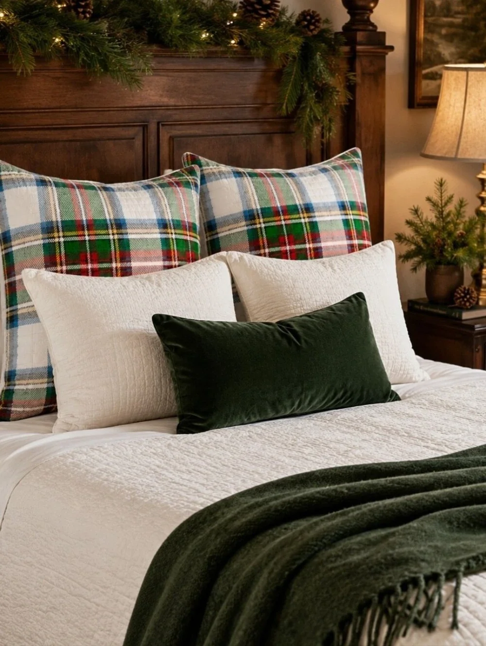 Levtex Home Festive Baubles Plaid Euro Shams Set 2 26x26 Christmas NWOT